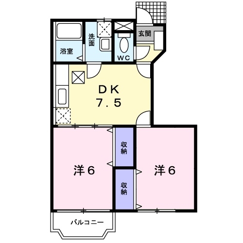 フォンテーヌ・Ⅴ 1階の物件の間取図