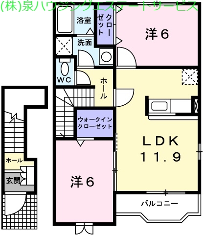 デルソーレＢ 2階の物件の間取図