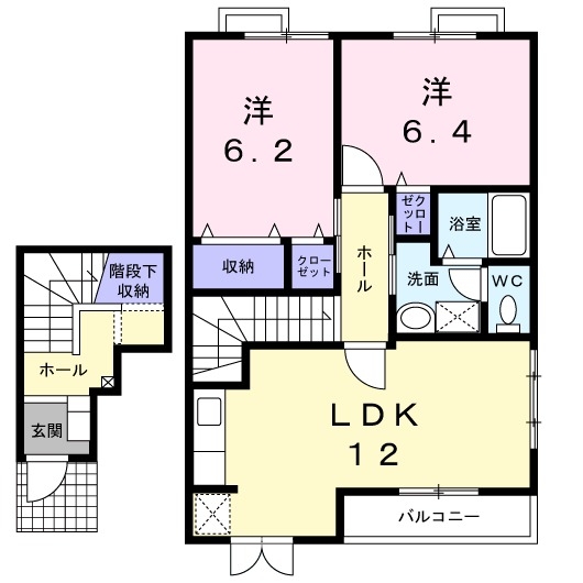 エトワール　Ａ 2階の物件の間取図