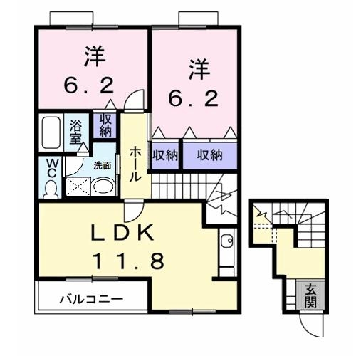 オーパス　Ⅵ 2階の物件の間取図