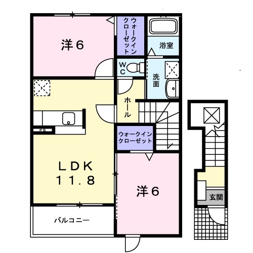 フォンテーヌⅥ 2階の物件の間取図