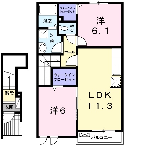 クレアール 2階の物件の間取図