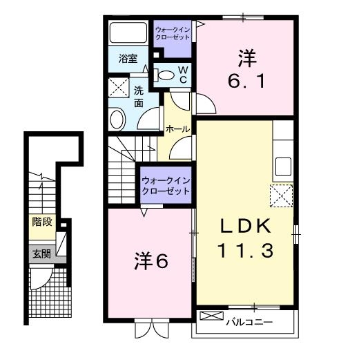 クレアール 2階の物件の間取図