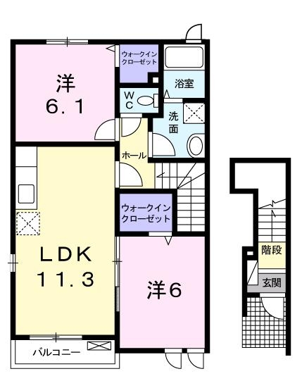 シャルロットⅣ 2階の物件の間取図