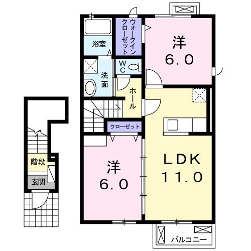 コンフォルターブルⅤ 2階の物件の間取図