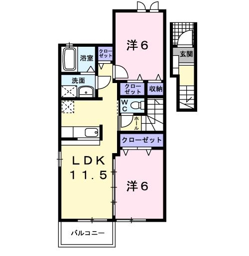 キュートレジデンスＡ 2階の物件の間取図