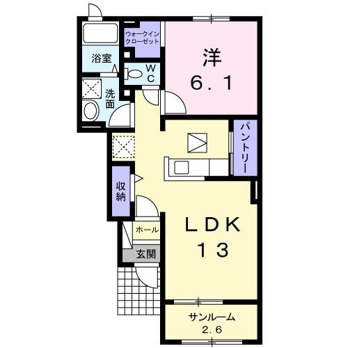 アークヒルズ知手Ｂ 1階の物件の間取図