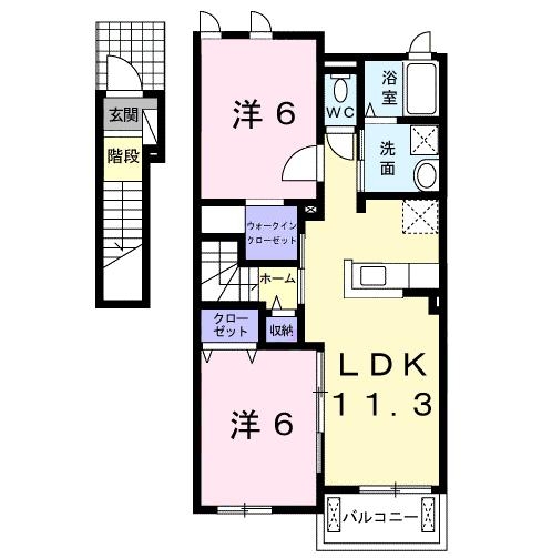 エルシェアートⅢ 2階の物件の間取図