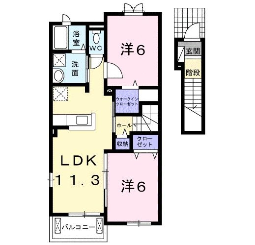 エルシェアートⅢ 2階の物件の間取図