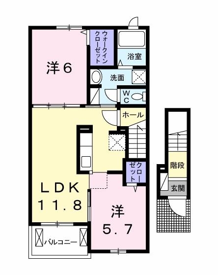 グレイスセレノ 2階の物件の間取図