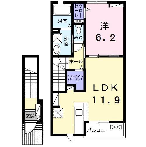 コンフォルターブルⅥ 2階の物件の間取図