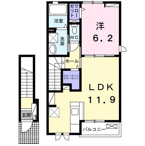 コンフォルターブルⅥ 2階の物件の間取図