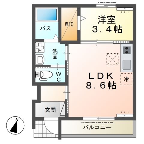 高尾崎 NEW TOWN　La・Ｔｅｒｒｅ G 1階の物件の間取図