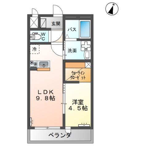 フリーレイ（Freely) 2階の物件の間取図