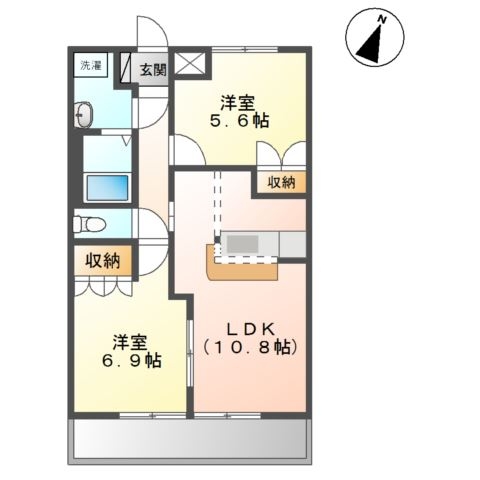 エスポアールＡ 2階の物件の間取図