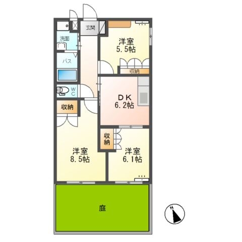 エスポアールＣ 1階の物件の間取図