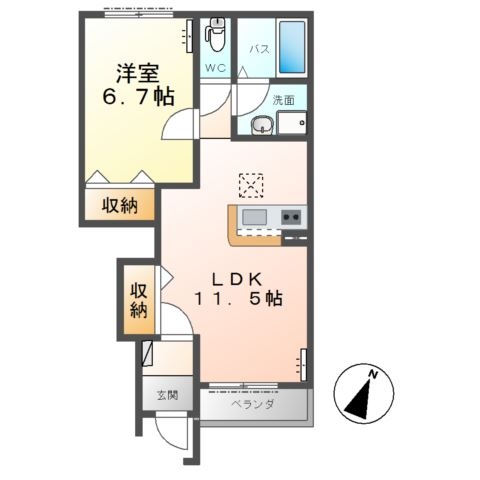 アドヴァンス土合 1階の物件の間取図