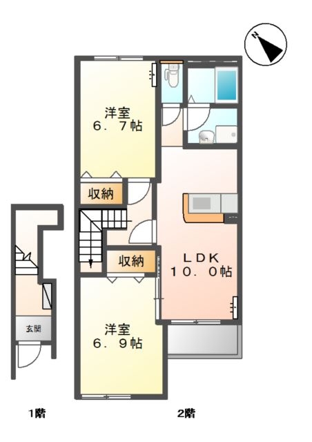 プレジール 2階の物件の間取図