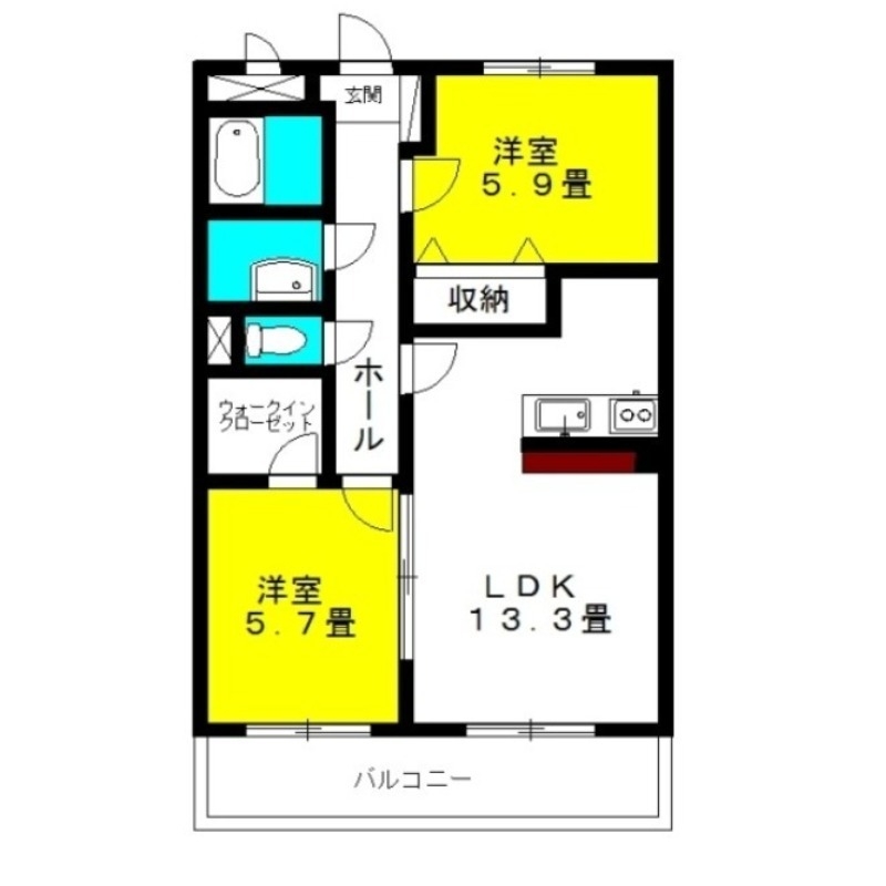 ラ・フォンテ　エクセレント 2階の物件の間取図