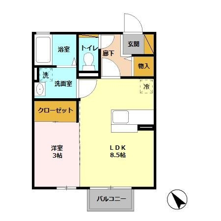 サングリエ　A 2階の物件の間取図