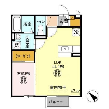 ラヴェスト・コート　A 2階の物件の間取図