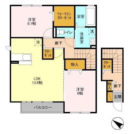 サンライズＹＡＭＡＴＯ　D 2階の物件の間取図