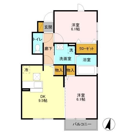 ロイヤルスクエア　Ｄ 1階の物件の間取図