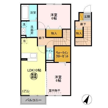 グラマードマレⅢ　Ａ 2階の物件の間取図