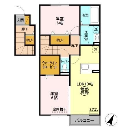 グラマードマレⅢ　Ａ 2階の物件の間取図