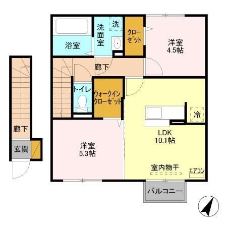 グラマードマレⅥ 2階の物件の間取図