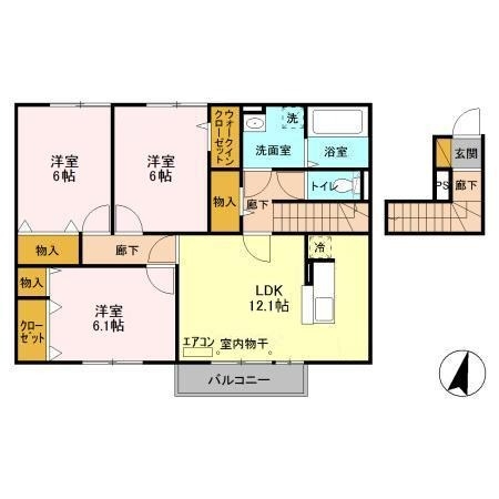 コンフォートヴィラ大沼 2階の物件の間取図