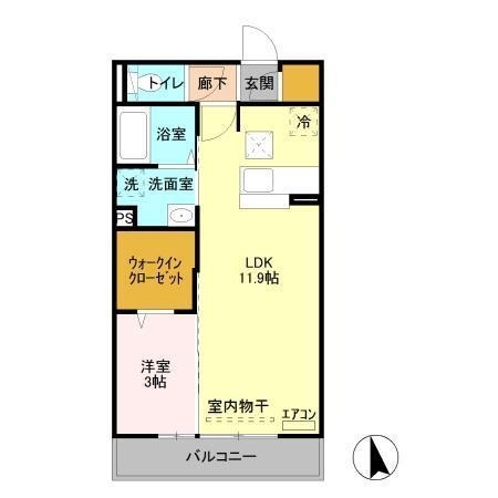 ディアマント　A 1階の物件の間取図