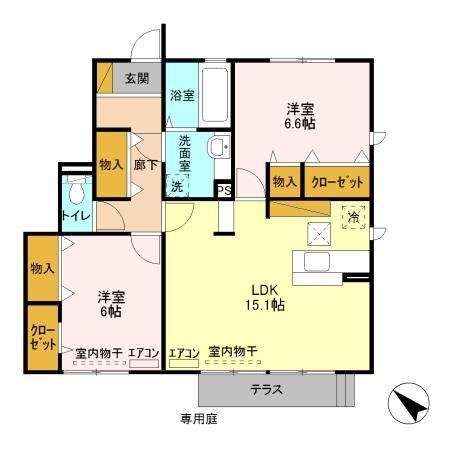 ヴェスタ　B 1階の物件の間取図