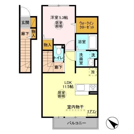 エス プレミアム 京　A 2階の物件の間取図