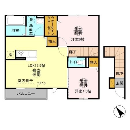 アデル深芝　B 2階の物件の間取図