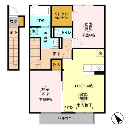 コンフォートⅡ　B 2階の物件の間取図