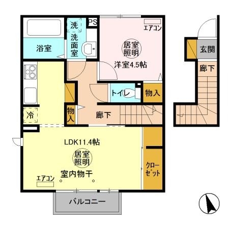 Casa（カーサ）　EXE　B（エグゼビー） 2階の物件の間取図