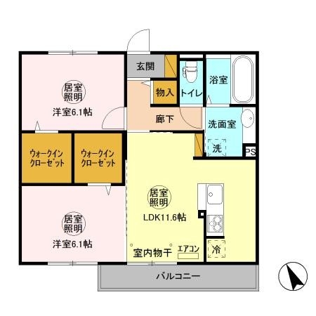 サンク・レーブ　A 3階の物件の間取図