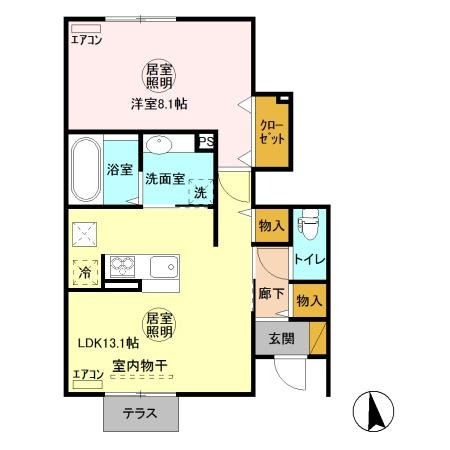 レガート知手　C 1階の物件の間取図