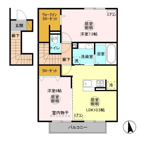 レガート知手　C 2階の物件の間取図